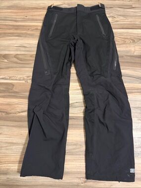 REI Rain Pants Mens Sz. S Black E1 Elements Elastic Waist Zip Pockets Waterproof